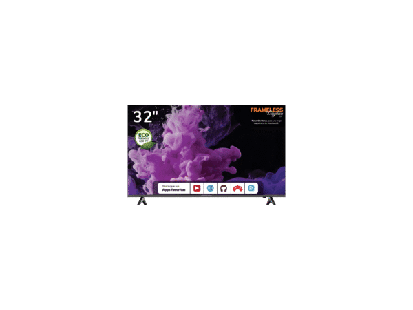 Smart TV de 32 Pulgadas con Cajita Interna y Soporte de Pared – Frameless y Eco-Friendly: Tecnología Compacta y Amigable con el Medio Ambiente