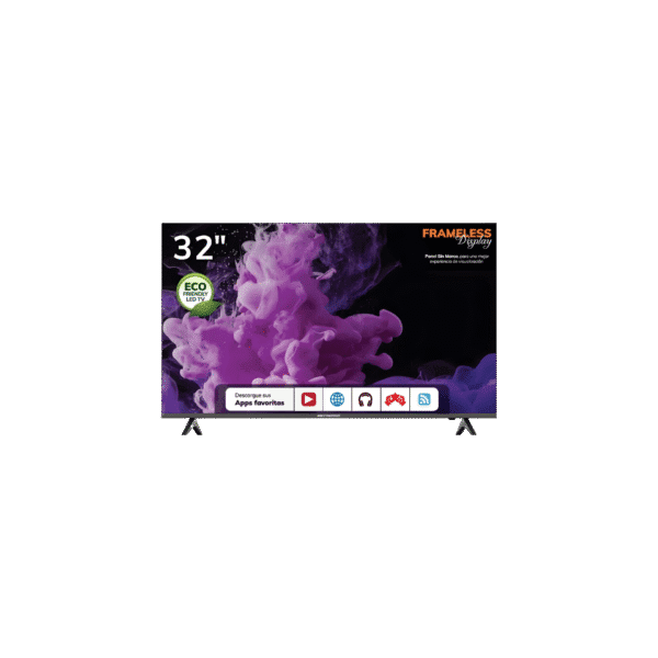 Smart TV de 32 Pulgadas con Cajita Interna y Soporte de Pared – Frameless y Eco-Friendly: Tecnología Compacta y Amigable con el Medio Ambiente
