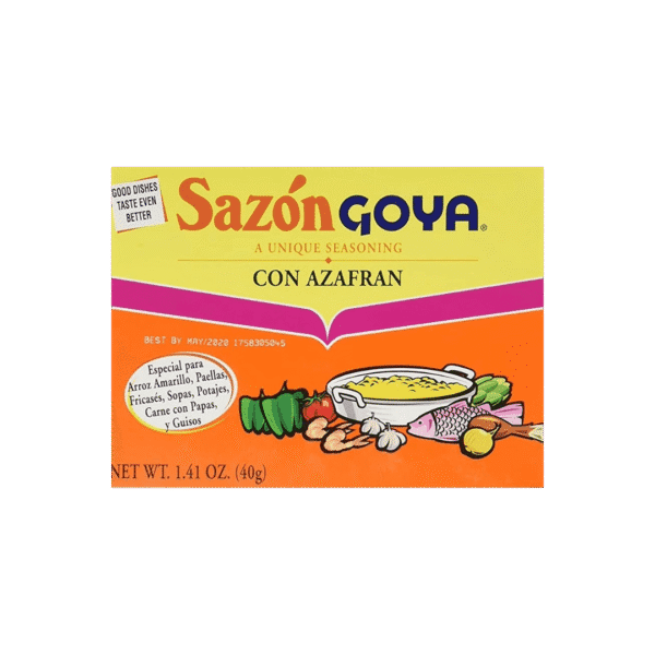 Sazón Goya Paquete de 10g – Condimento Completo para Realzar el Sabor de Tus Comidas – Ideal para Arroces, Carnes, Sopas y Platos Típicos – Práctico y Listo para Usar