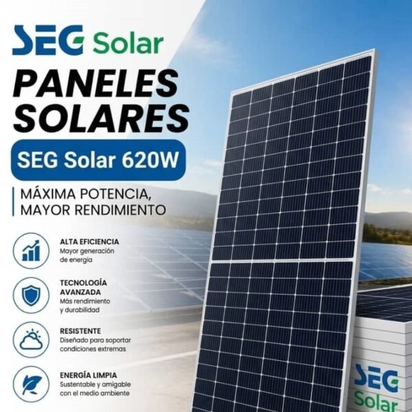 Panel Solar marca SEG Solar de 620w Panel Solar marca SEG Solar de 620w